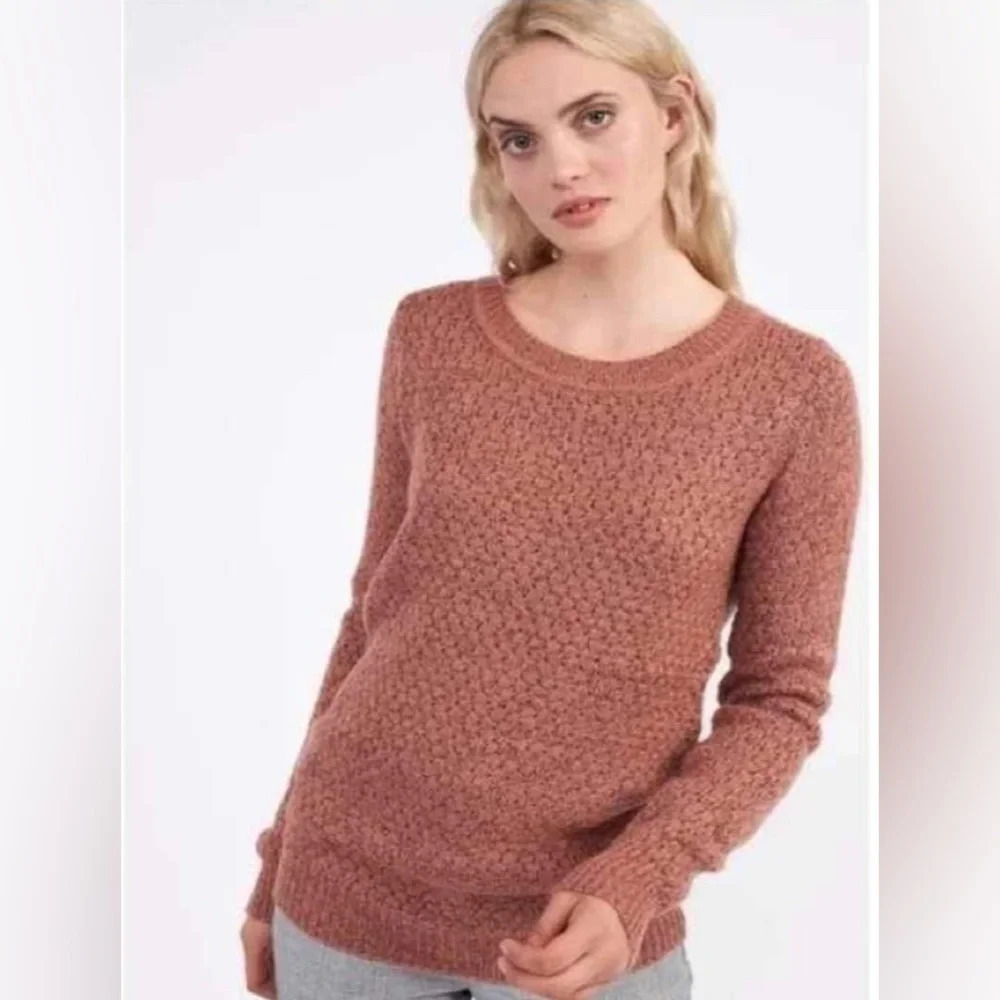 Ichi Textured Knit Sweater Light  Mahogany Colour Size XXL